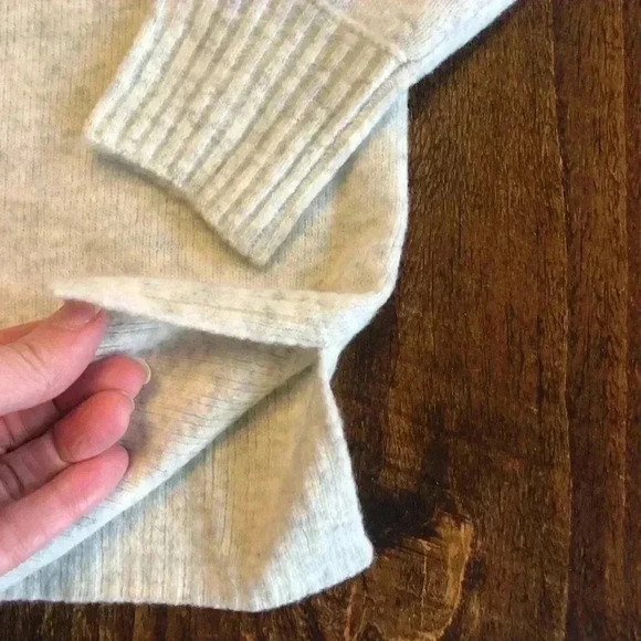 J. Crew Factory | Wool Blend Cream/Heather Gray Crewneck Longer Sweater - Picture 4 of 5